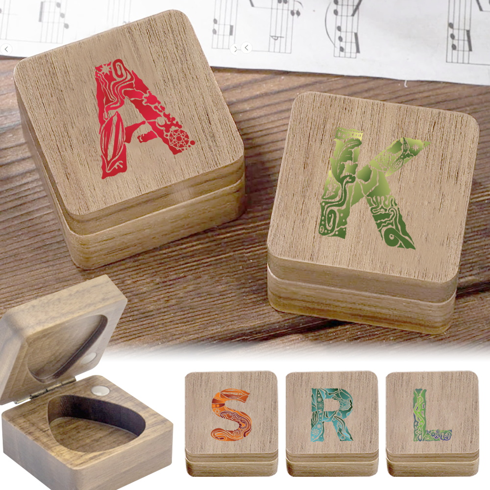 Musical Instrument Images - 1pc 나무 우쿨렐레 픽 보관 상자