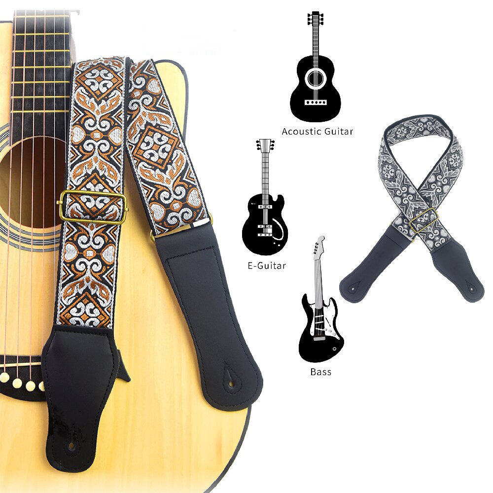 Musical Instrument Types - 기타 스트랩 자수 프린트 에스닉 스타일