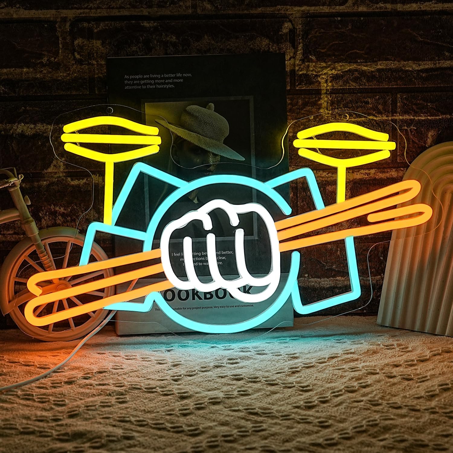드럼 세트 네온사인 USB 전원 악기 LED 네온 조명 - Musical Instrument Music 리뷰 및 가격
