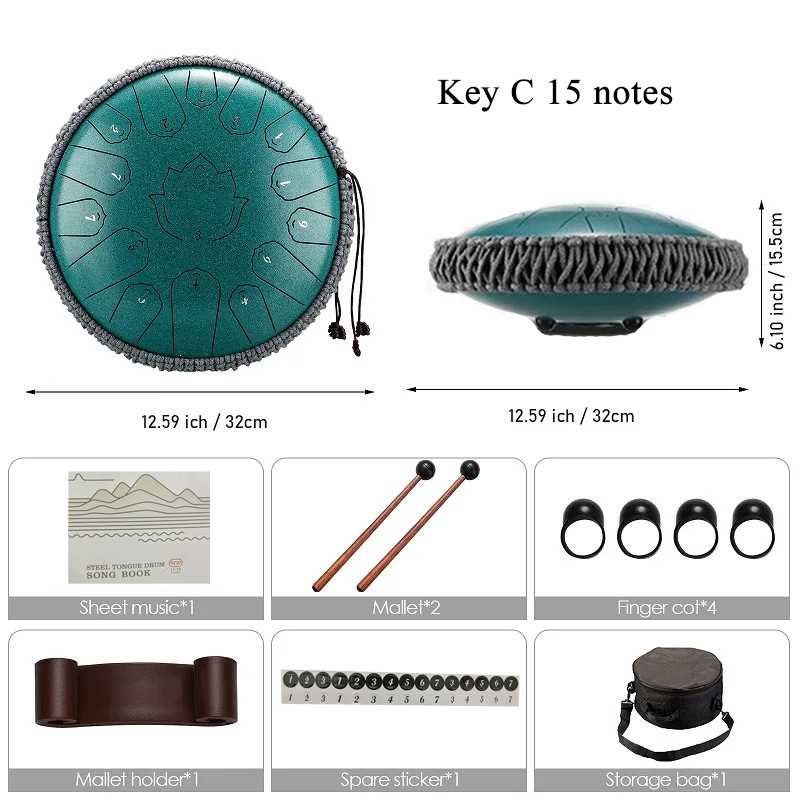 Hluru 글루코폰 스틸 혀 드럼, 13 인치, 15  - Musical Instrument Types 리뷰 및 가격